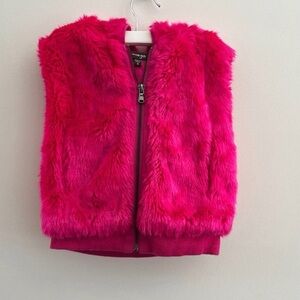 Imoga faux fur, hooded vest zipper  pockets  Hot Pink Girls Size 6